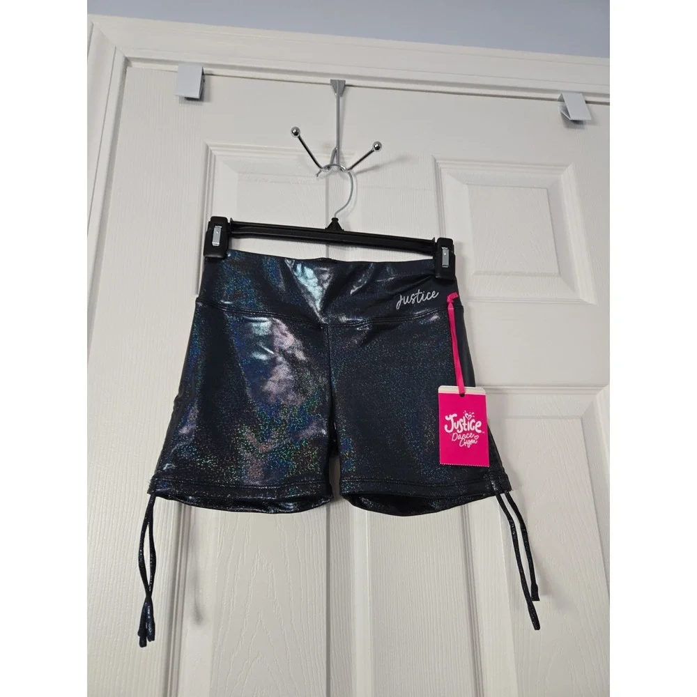 Justice Girls New Dance & Gym Shorts Size XS Black With Sparkles